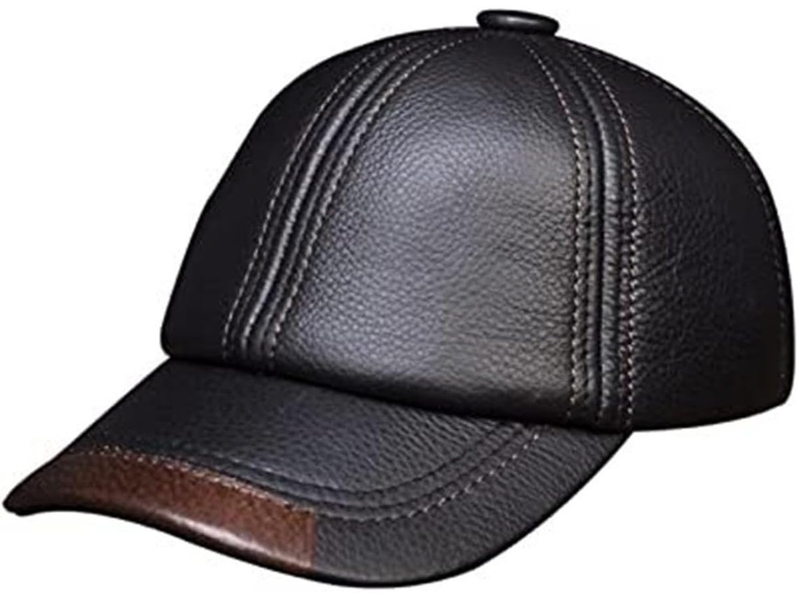 Casquette De Baseball En Cuir Véritable Hommes - Chapeau Vache Toutes Les Saisons (marron)(black)