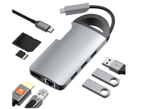 Hub USB C con PD de 100 W, adaptador USB C a HDMI 4K, estación de acoplamiento para computadora portátil, lector de tarjetas SD/TF, 3 puertos USB 3...
