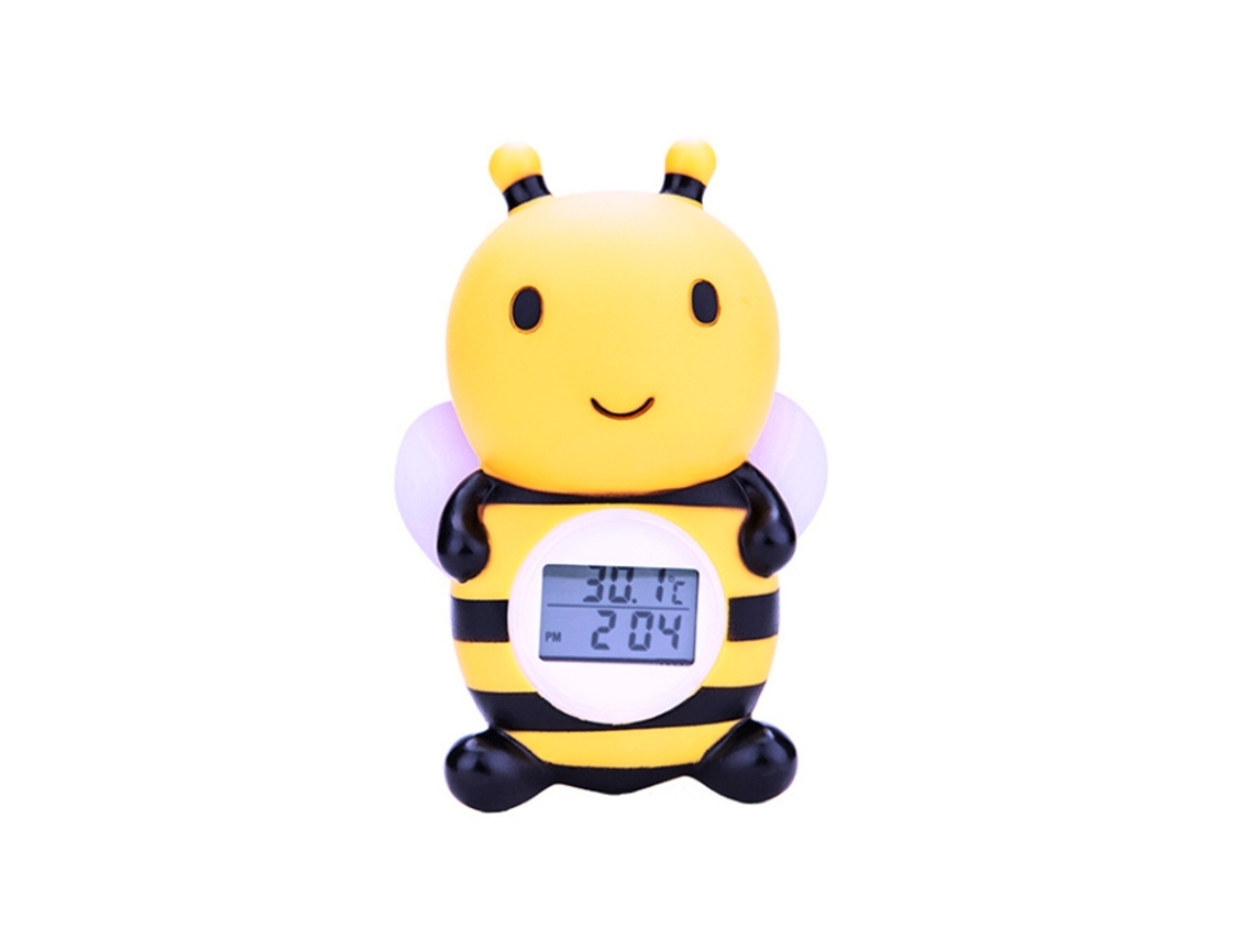Termómetro electrónico de agua infantil con diseño de abeja de dibujos animados, color amarillo.
