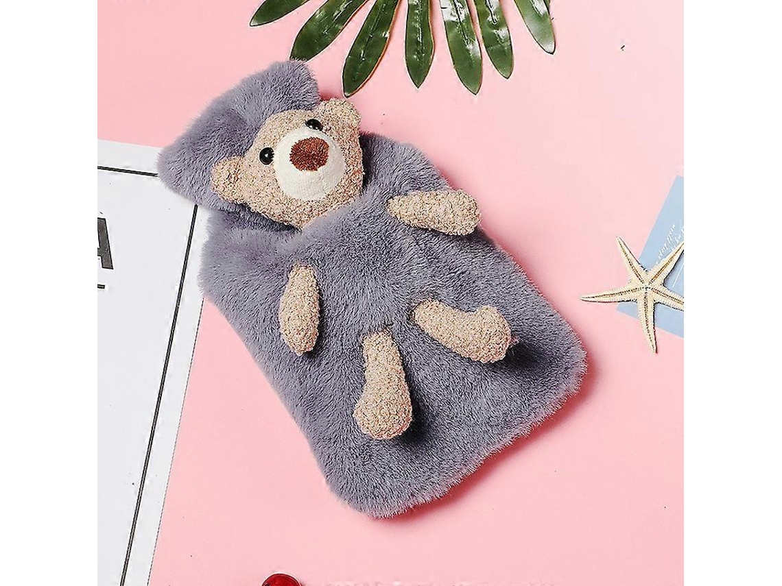 Bolsa De Agua Caliente Con Funda Suave De Oso Para Saco De Dormir 1l Gris