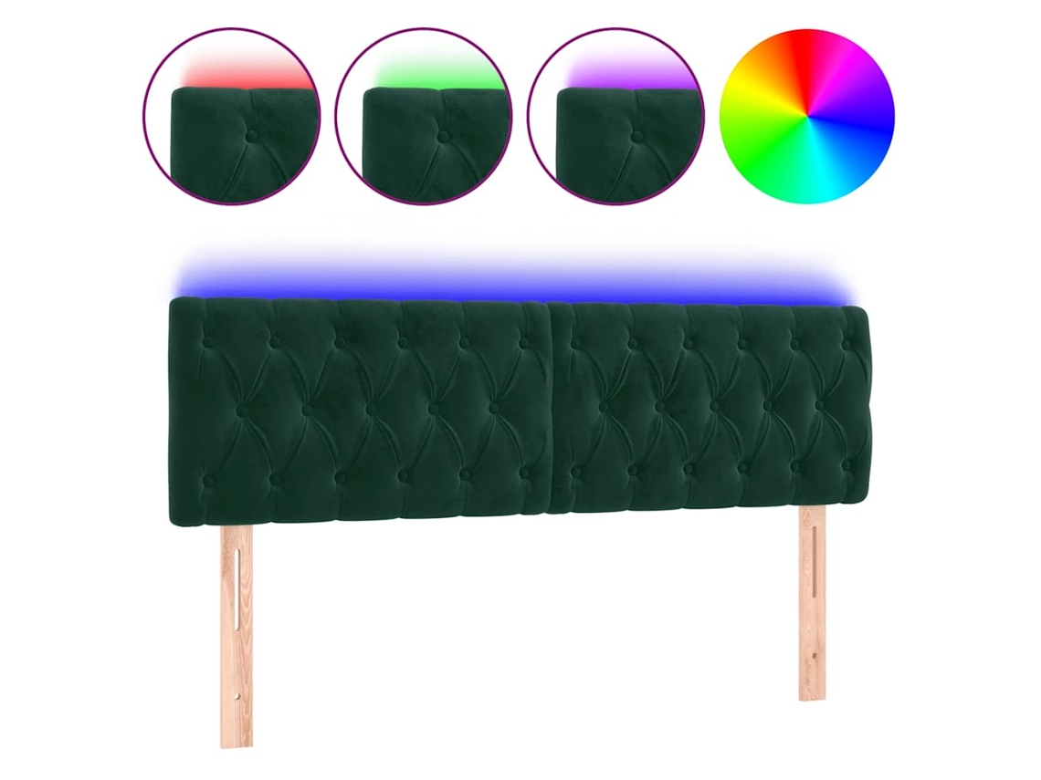 Maison Exclusive - Cabecero Con Led De Terciopelo Verde Oscuro 144x7x78/88 Cm