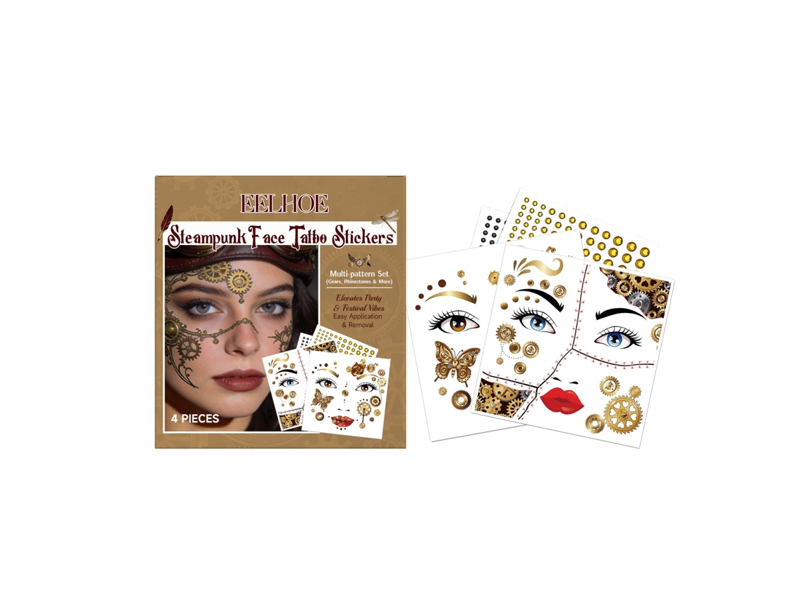 Tatuajes temporales de estilo punk para la cara.