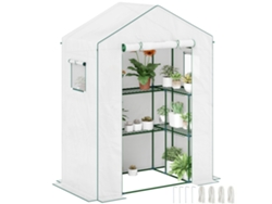 Invernadero De 3 Niveles Con 2 Ventanas, 140x73x190cm, Blanco.