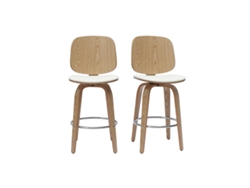 Conjunto de 2 bancos giratórios de cozinha com design de madeira branca e clara 66 cm Beck MILIBOO
