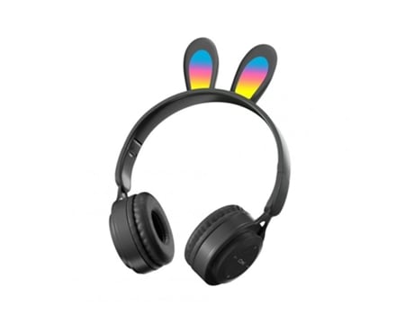 Auriculares Inalámbrico Y08R con diseño de orejas de conejo Control táctil Música Regalos para niñas Negro