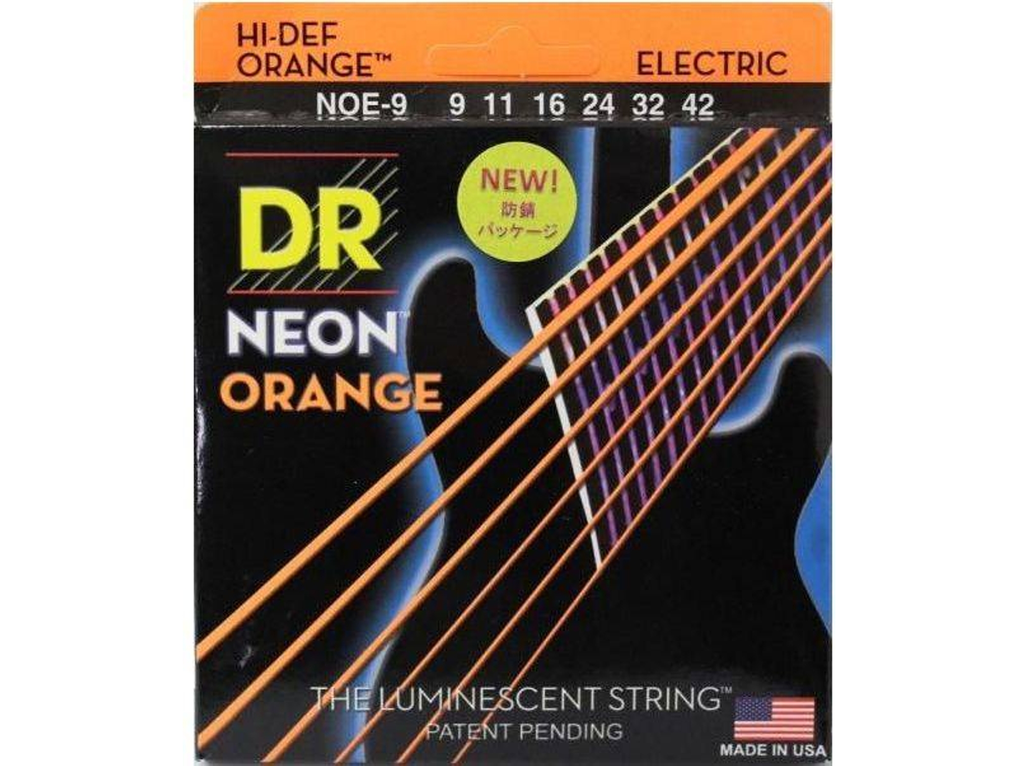 Juego de Cuerdas Guitarra Eléctrica DR NOE-9 Neon Orange (.009 - .011 - .016 - .024 - .032 - .042 - Níquel)