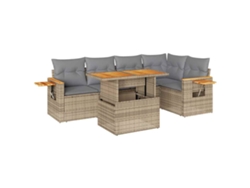 Conjunto 5 sofás jardín y cojines VIDAXL ratán sintético acacia beige