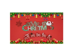 Panel decorativo navideño, fondo rojo con Papá Noel y árbol de Navidad. TRUYUETY