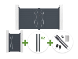 Puerta Batiente 3 M Life Alt. 160 Cm Gris + Puerta Peatonal 1 M Life Alt. 160 Cm + 4 Postes Elda + Motorización Ranger B150