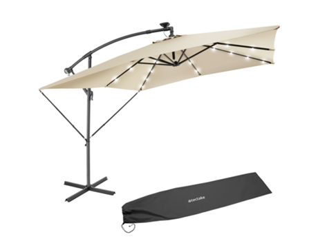 Parasol Sunna con luces solares LED y manivela 2,5 x 2,5 m TECTAKE