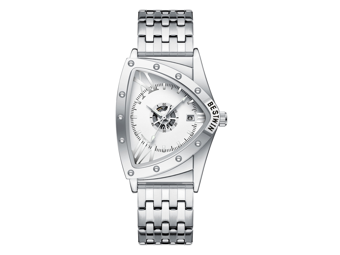 Reloj De Cuarzo Para Hombre (blanco) Con Diseño Esqueletizado Plateado
