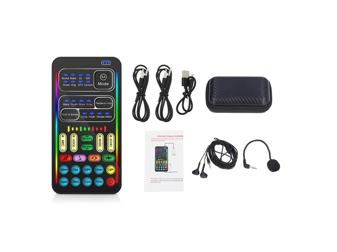 Mini cambiador de voz Bluetooth con efectos de audio, compatible con tarjetas de sonido, ultrafino y portátil. Mdug (en caja)
