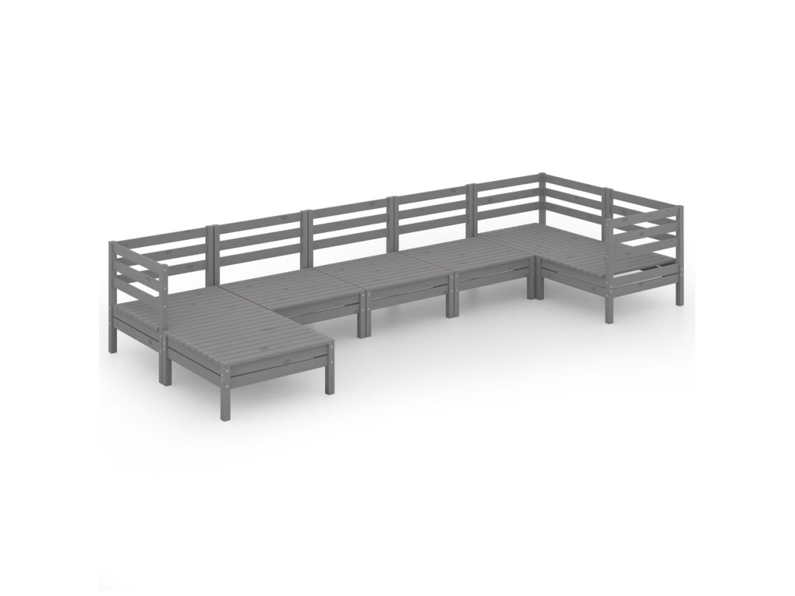 Conjunto 7 de muebles de jardín VIDAXL madera maciza de pino gris