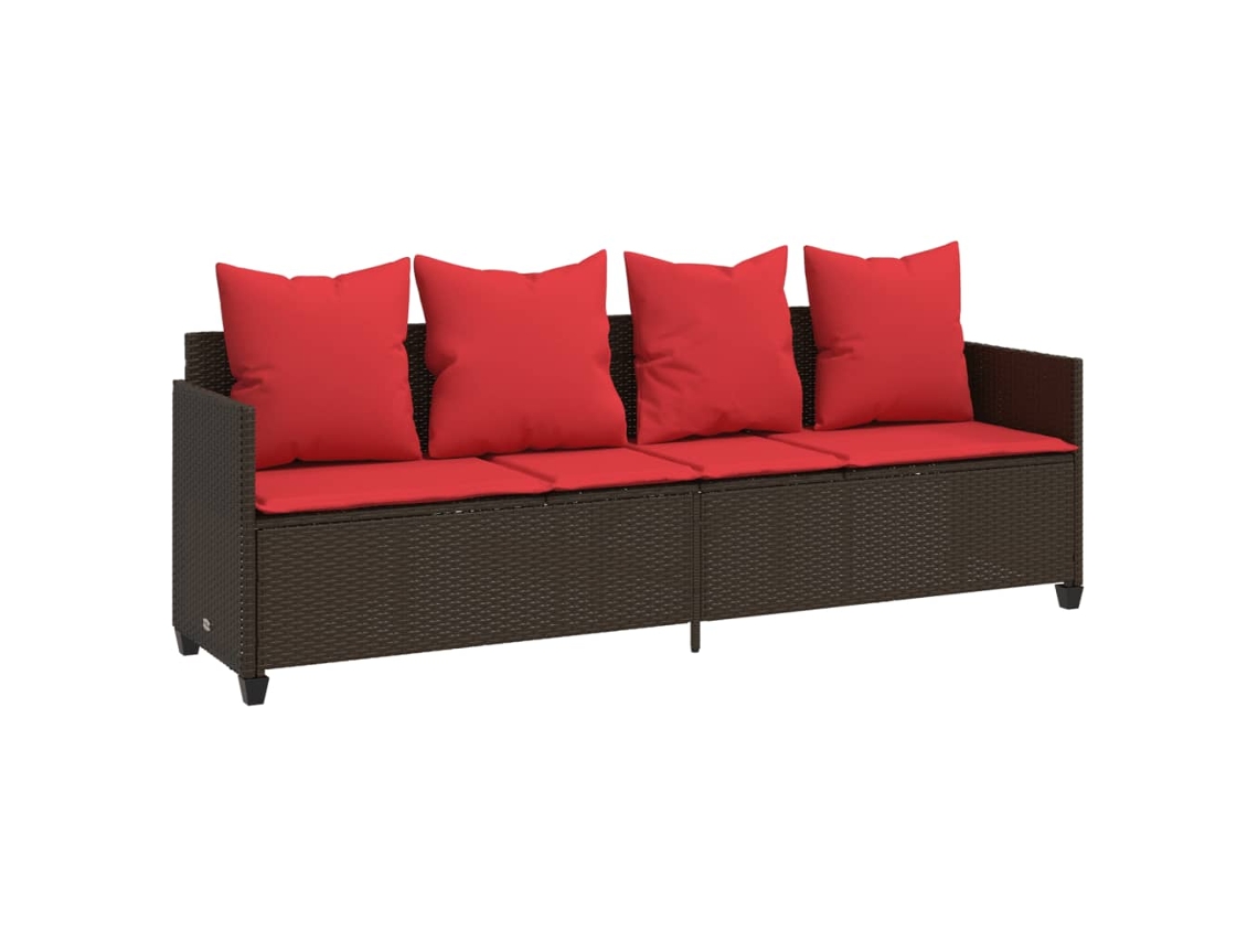 Maison Exclusive - Chaise longue con cojines, mimbre, patas marrones