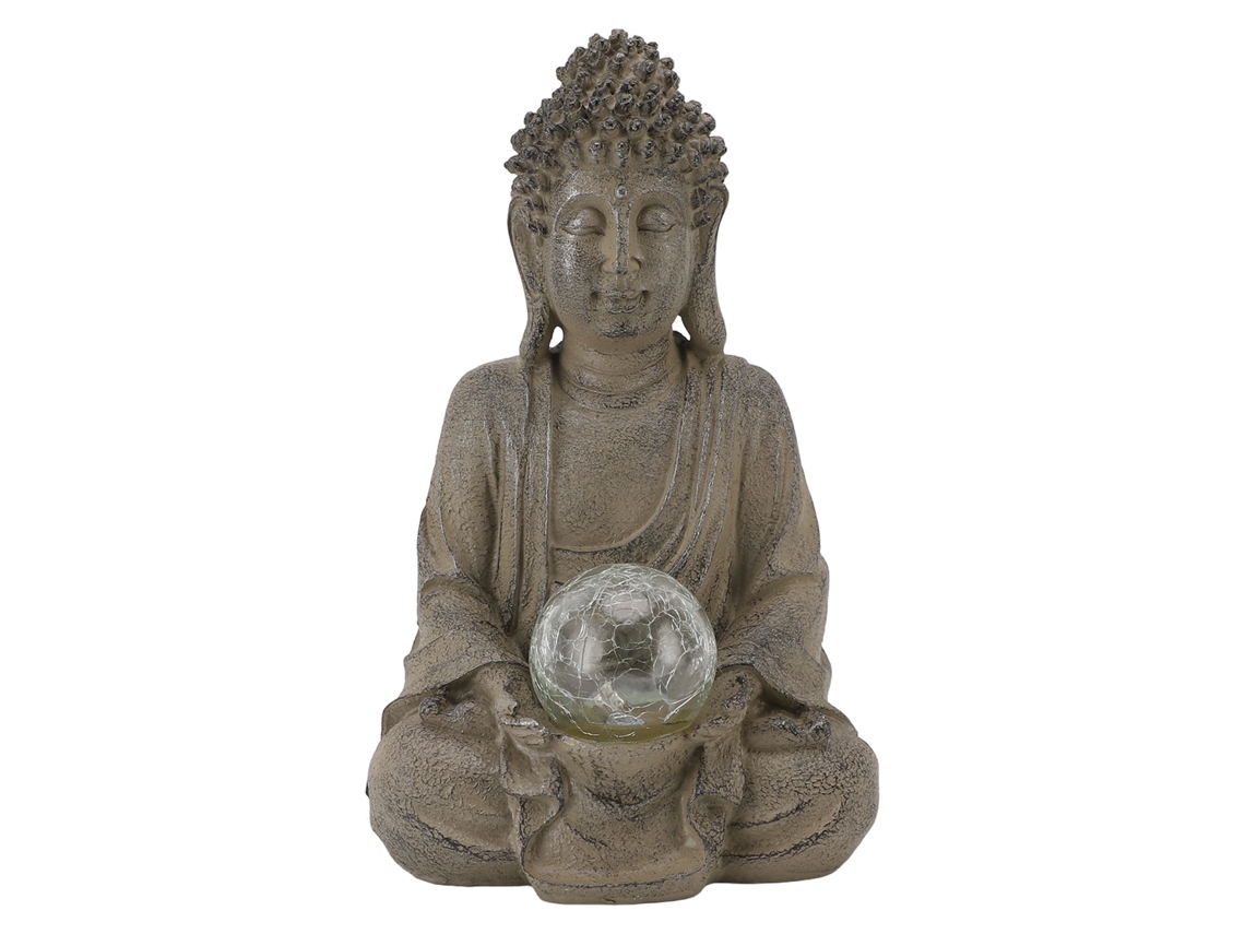 Estatua de Buda de resina con lámpara para jardín exterior.