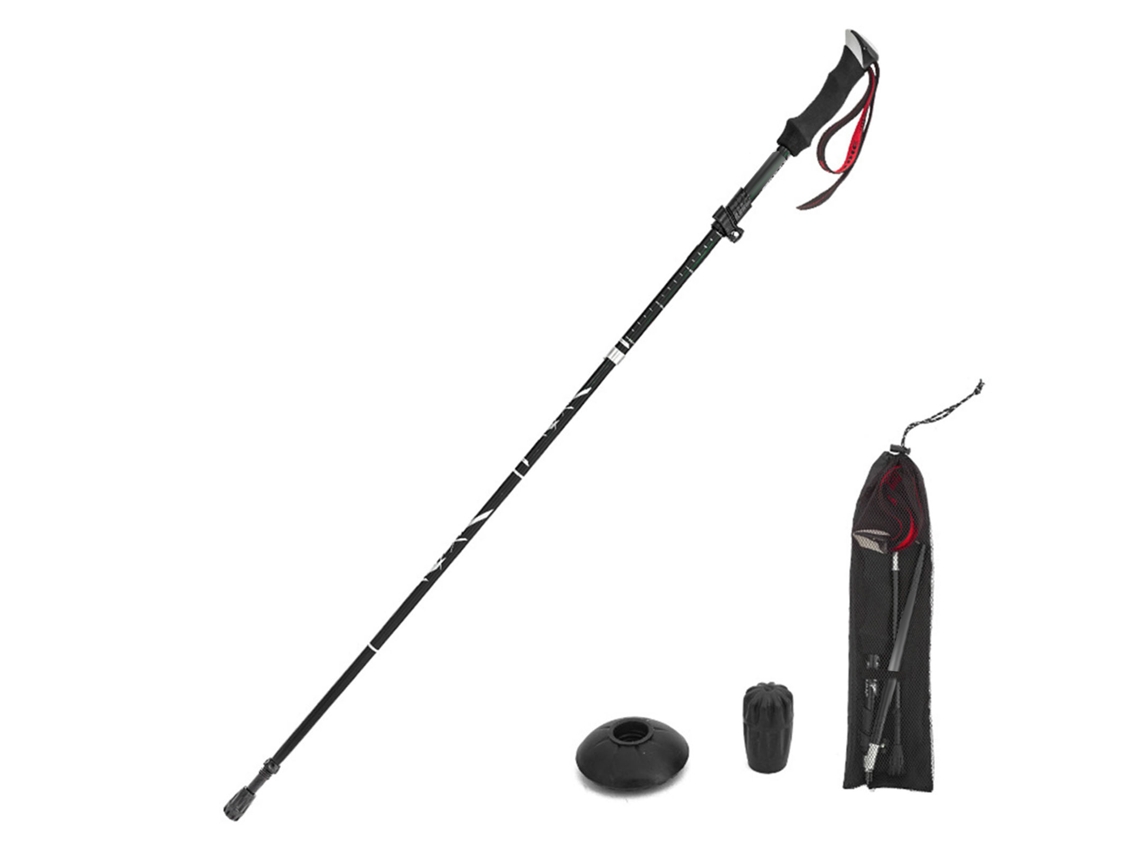 Bastón De Trekking Ligero Y Plegable En Cinco Secciones, Ideal Para Senderismo, Acampada Y Excursionismo Con Mochila.