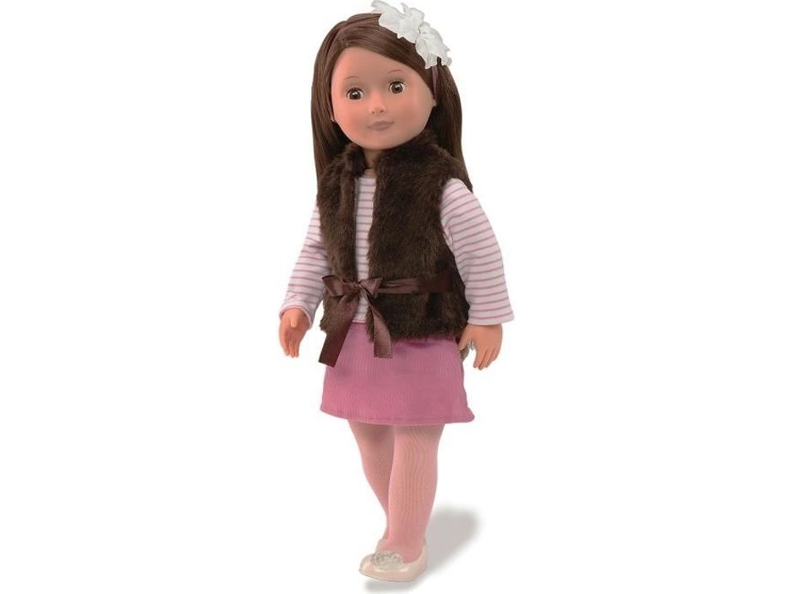 Muñeca Sienna 46 Cm Brazos Piernas y Muebles Párpados Pelo Largo Rosa