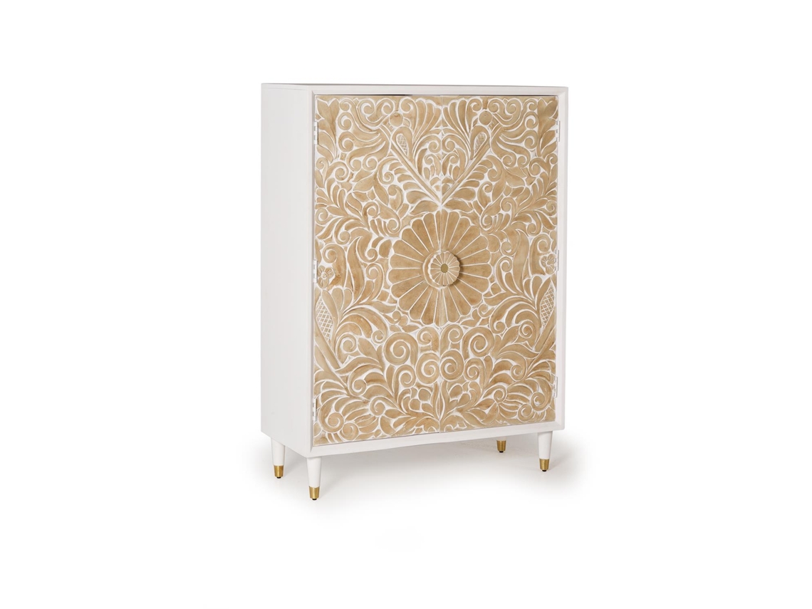Aparador madera de mango blanco y detalles dorados BLANCO.GINER Y COLOMER 140x40x100