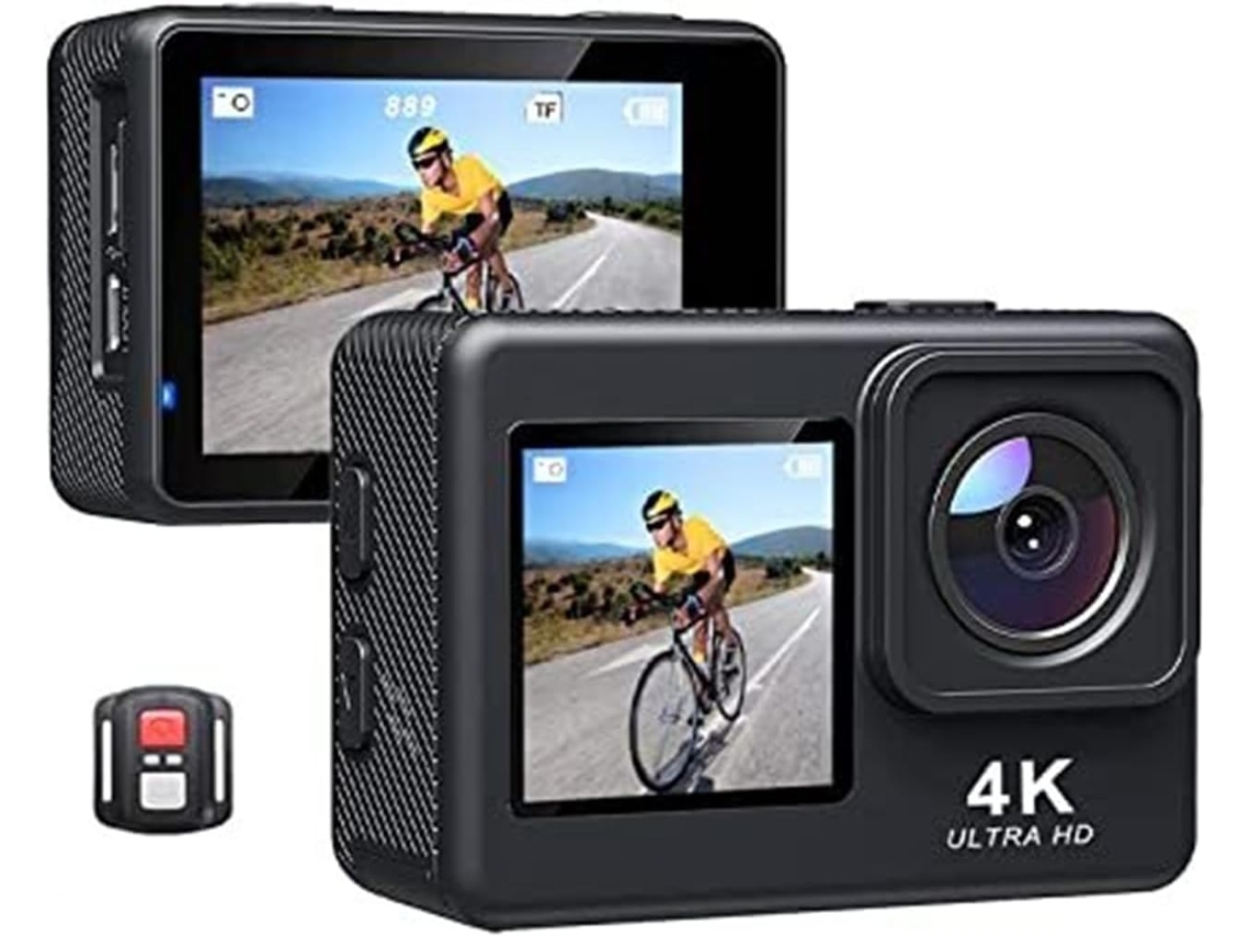 Cámara De Acción 4k Con Vídeo A 60 Fps, Fotos De 16 Mp, Pantalla Lcd De 2,0", Resistente Al Agua.