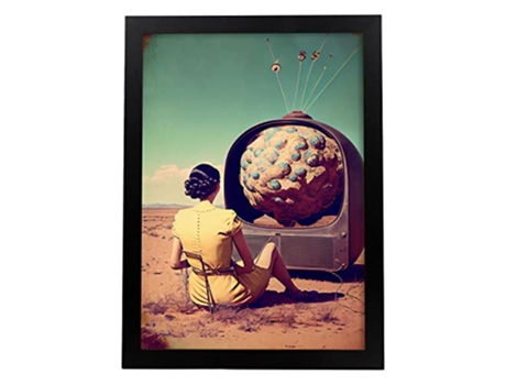 NACNIC Poster Cambio De Canal En Estilo Surrealismo Cinematográfico Ilustraciones Y Grabados De Historieta Abstracta Y Artística A4 Marcos Negros