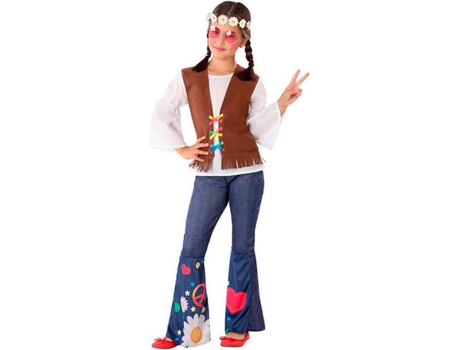 Disfraz de Niña DISFRAZZES Hippie Con Chaleco (Talla: 10 a 12 años)