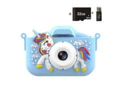 Cámara infantil Gertiz Unicorn de 4800 W con doble cámara para niños de 3 a 8 años, 32 g, color azul