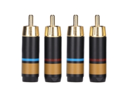Conector Rca Loto Preffair R1759 Latão Dourado Fibra De Carbono 4pcs Para Áudio Cabos Diy