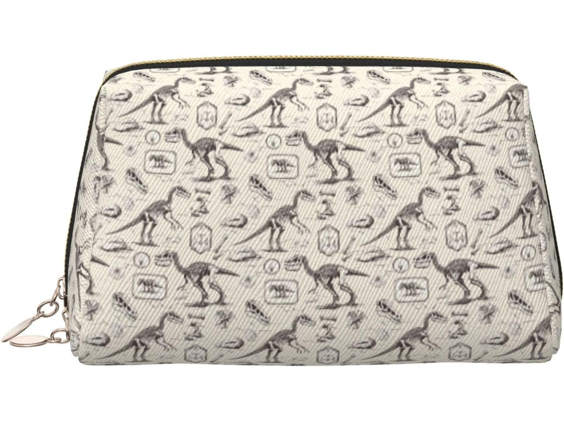 Neceser vintage con estampado de calavera de dinosaurio (sin marca)
