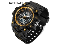 Reloj Deportivo Multifuncional, Moderno Y Elegante (negro Y Dorado para Mujer) Con Acabado Luminoso.