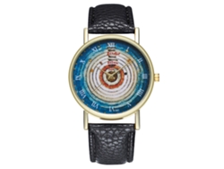 Reloj Unisex De Cuarzo Con Correa De Piel Sintética Negra Y Diseño De Números Romanos.