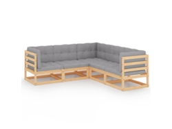 Conjunto 5 de muebles de jardín VIDAXL y cojines madera pino maciza