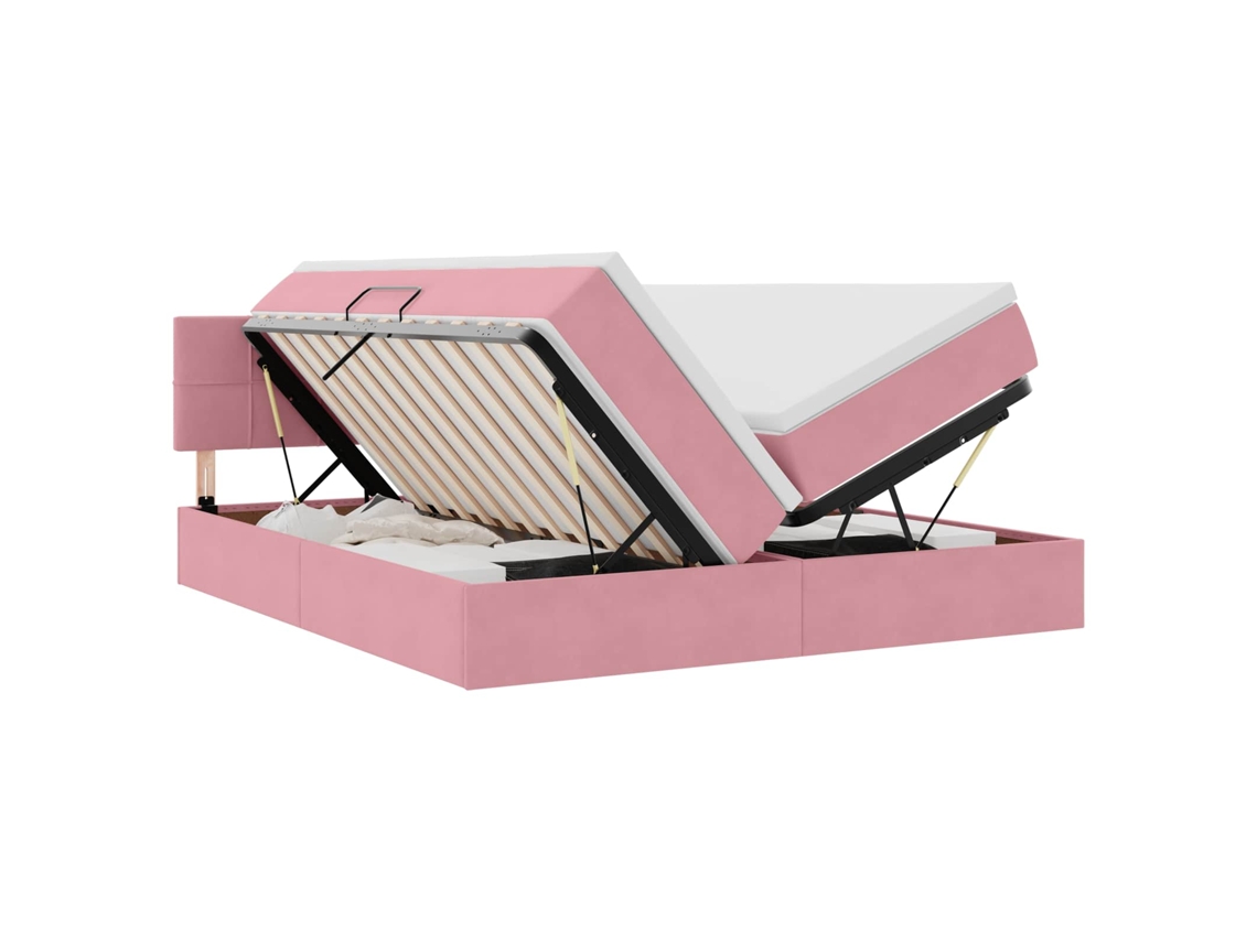Maison Exclusive - Cama De Almacenamiento Led Con Colchón Rosa 180 X 200 Cm