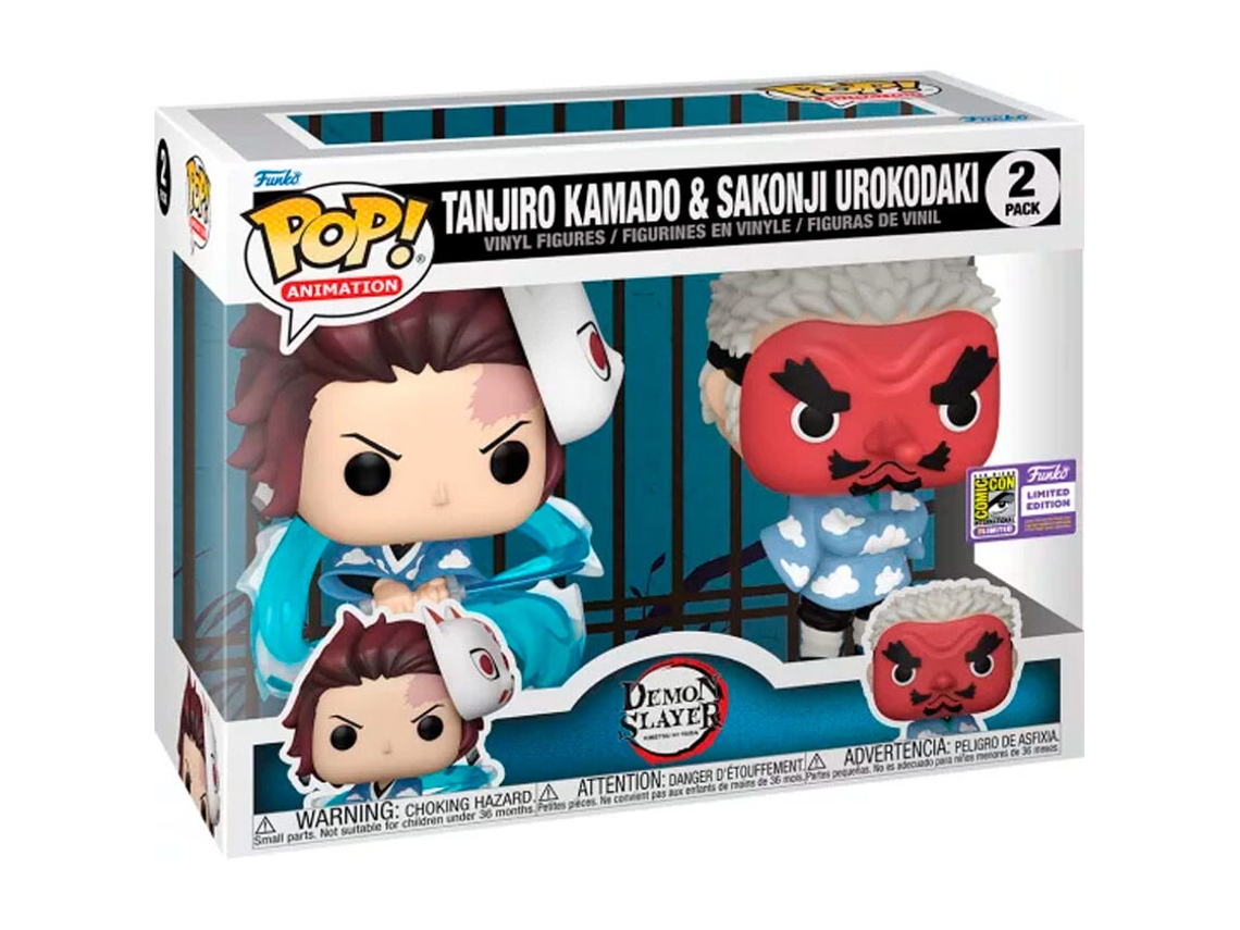 Pack Pop 2 Figuras Cazador de Demonios Kimetsu No Yaiba Tanjiro Kamado Sakonji Urokodaki B.active