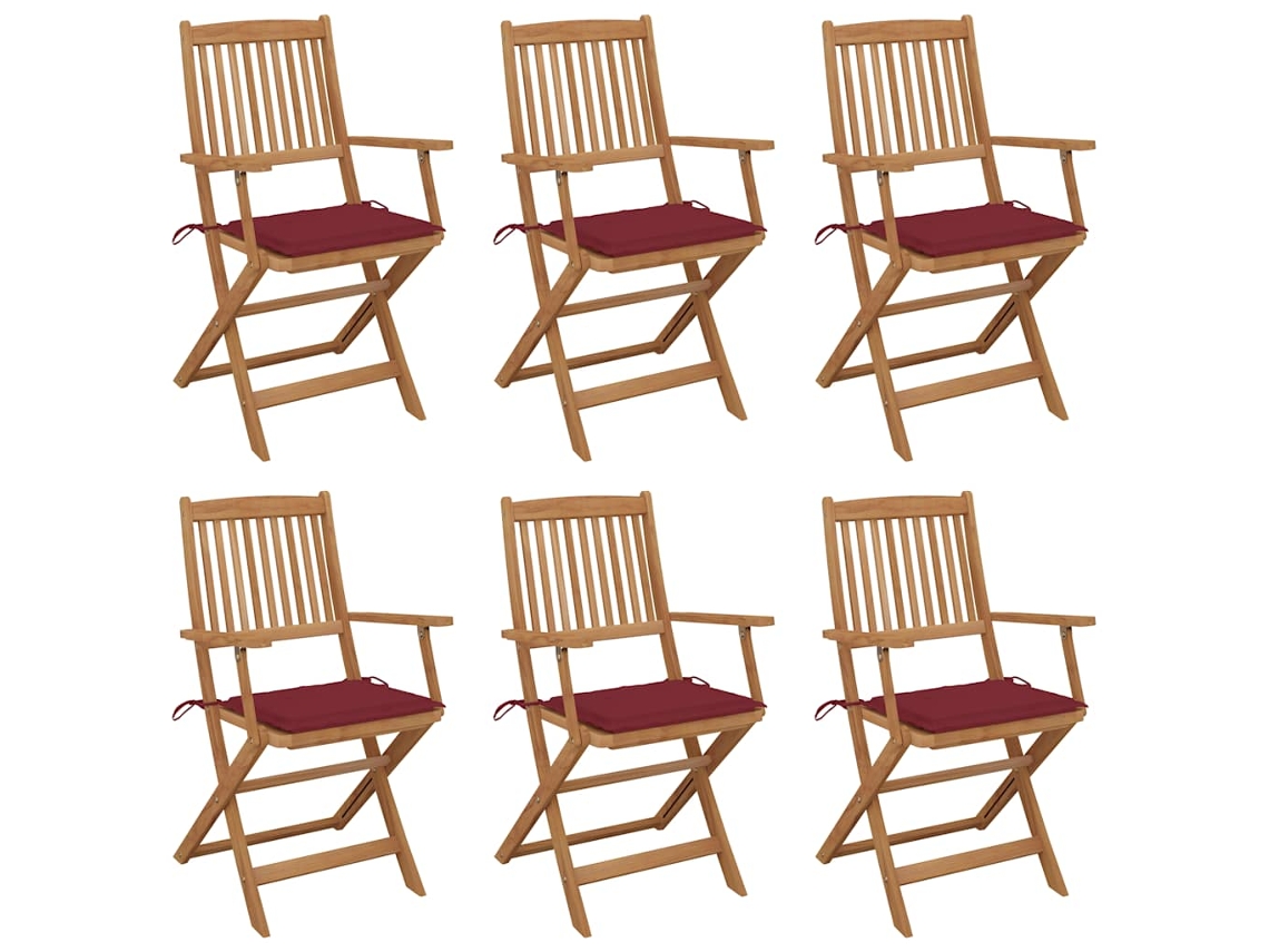 Sillas de jardín plegables de 6 piezas con cojines DKD Home Decor