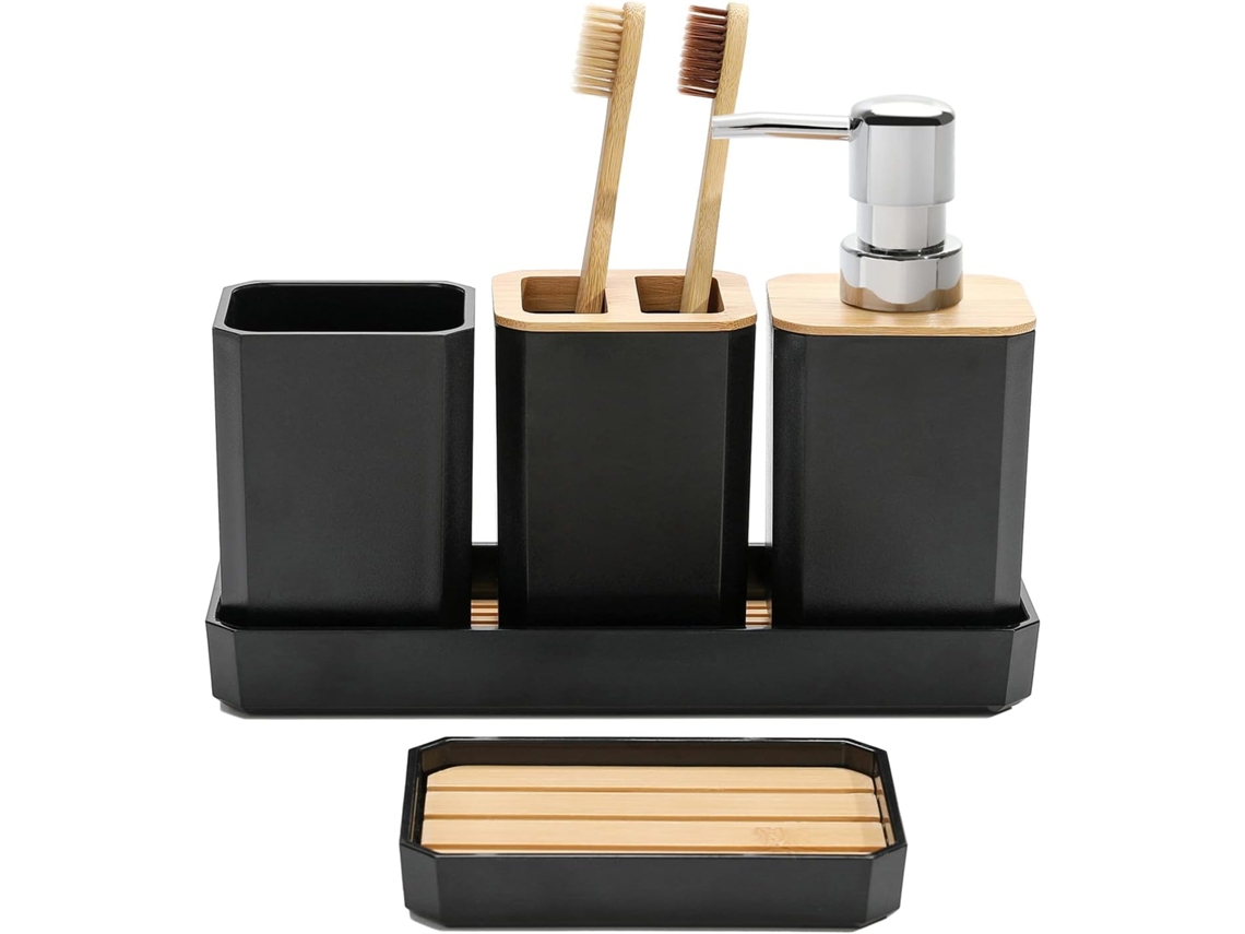 Juego de accesorios de baño de 5 piezas, negro Tommy01