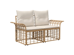 Maison Exclusive - Conjunto De Sofás De Exterior 12 Pcs Natural Y Crema Poliéster