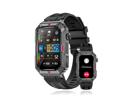 CHRONUS Cf26 Smartwatch para Hombre 1.57'' Monitor Fitness con Pantalla Cuadrada para Android Ios Negro