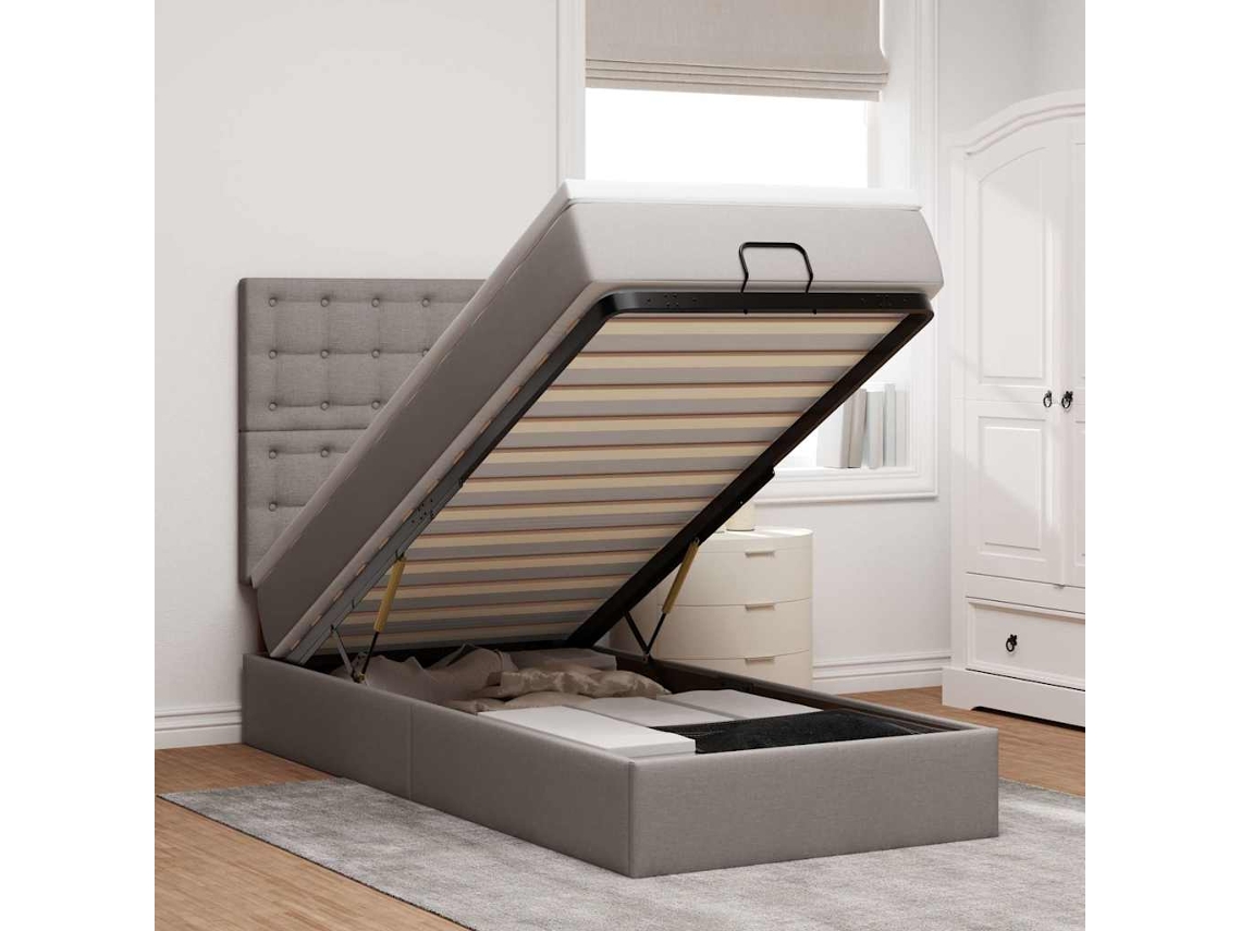 Syfax™ Estructura De Cama Otomana Colchón Tela Gris Pardo 80x200cm