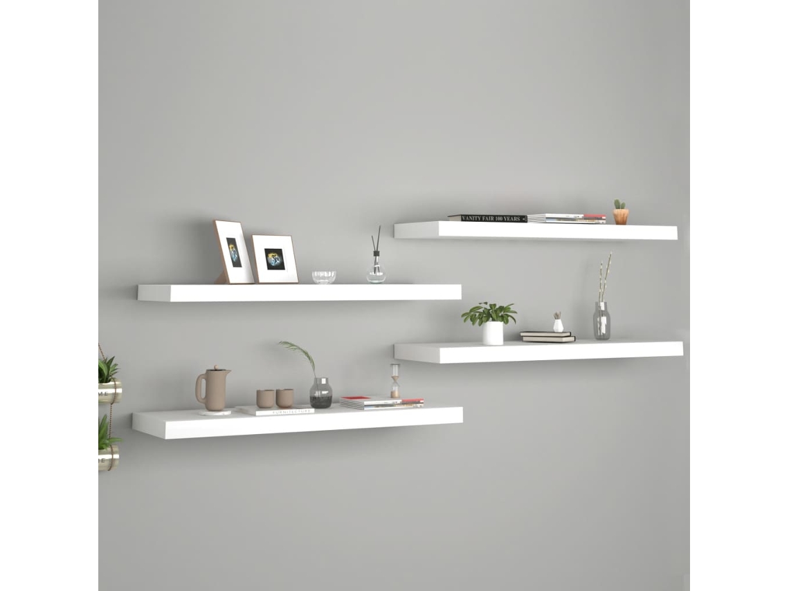 Estantes suspendidos de pared 4 piezas 80x23,5x3,8 cm MDF blanco