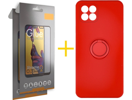 Carcasa + 2 Protectores de Pantalla para Huawei P40 Lite SKYHE Rojo