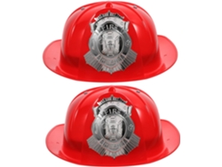 Casco De Bombero Para Niños Y Niñas, Plástico Rojo, Paquete De 2, Tamaño Ajustable, Accesorio