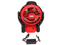 Ventilador recargable para obras con luz LED ajustable de 270°