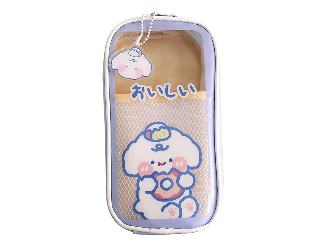 Estuche para lápices transparente, portátil y estilo kawaii con gran capacidad para adolescentes.