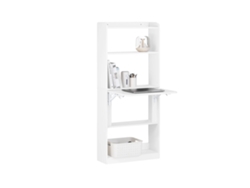 Escritorio para ordenador, diseño plegable, amplio espacio de almacenamiento, blanco.