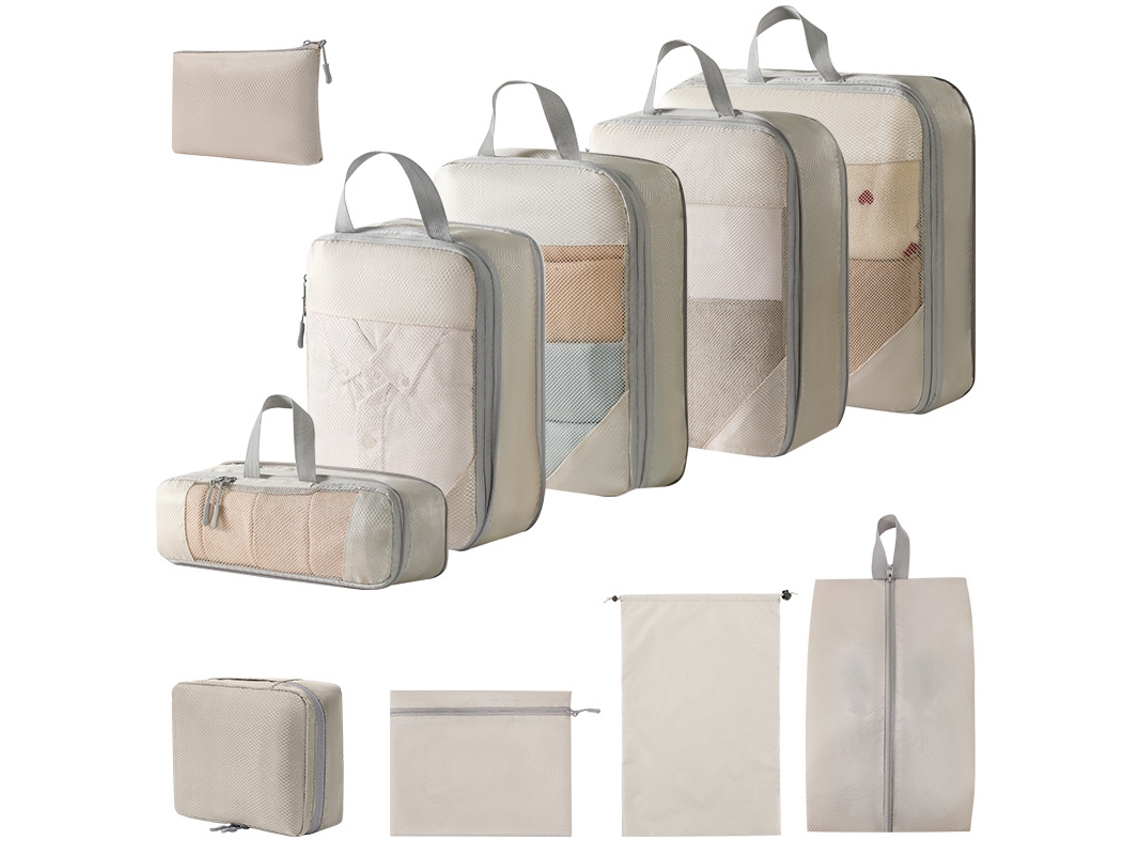 Conjunto De Bolsas Organizadoras Para Malas, Pacote Com 10 Chrui (bege)