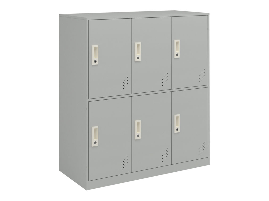 Casillero Metálico Rautavaara 6 puertas con cerradura acero 100x90x40cm - Gris pálido [EN.CASA]