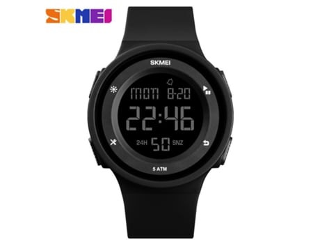 Reloj electrónico LED deportivo digital para hombre y mujer, resistente al agua, con alarma y luz trasera, color negro LUUCOZK
