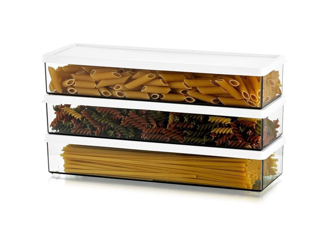 Contenedores De Pasta Herméticos Rectangulares Con Tapa, Almacenamiento De Espaguetis 1.1l, 3 Unidades