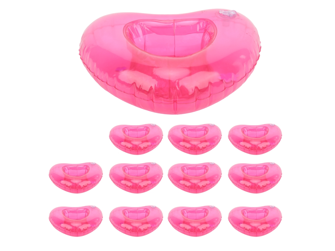 12 Portavasos Inflables Reutilizables Con Forma De Corazón Para Piscinas De Verano
