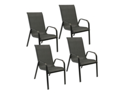 Lote de 4 sillas MARBELLA en textileno gris - aluminio gris antracita HAPPY GARDEN